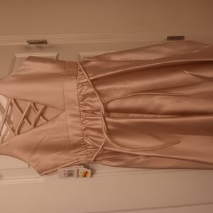 Elegant Satin Dress with Crisscross Back
